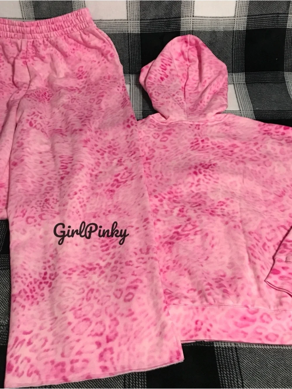 VS PINK IVY FLEECE CAMPUS FULL ZIP & SWEATPANTS PINK LEOPARD PRINT LOGO XS